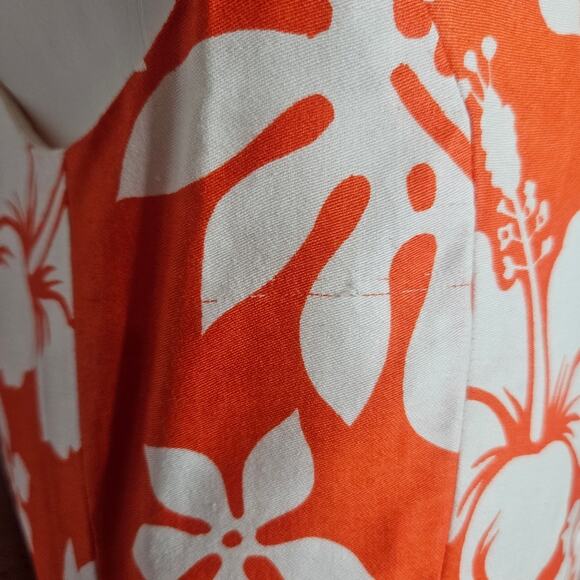 VTG 60s Elfriede for Mitch Robert Orange & White Hawaiian Hibiscus Floral Dress - Picture 6 of 9